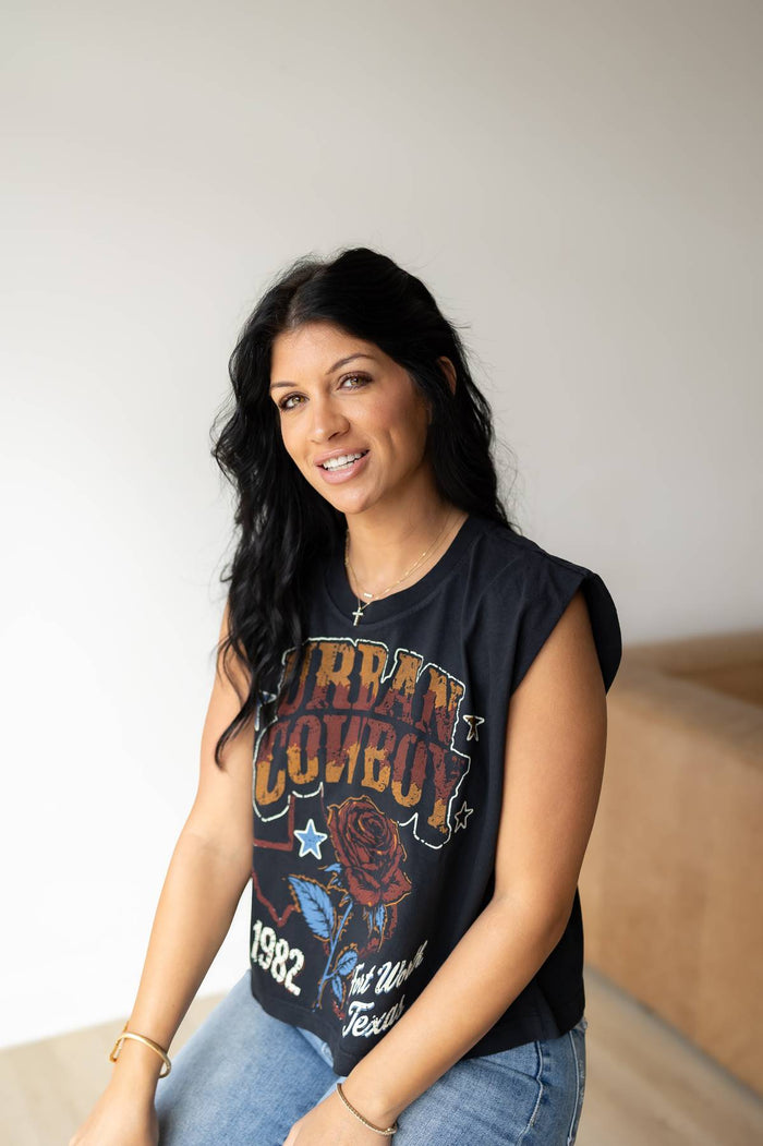 Urban Fort Worth Cowboy 1982 boxy Muscle crop top