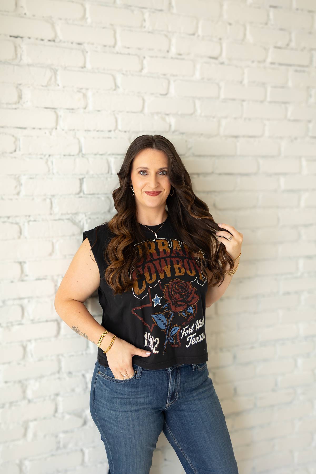Urban Fort Worth Cowboy 1982 boxy Muscle crop top