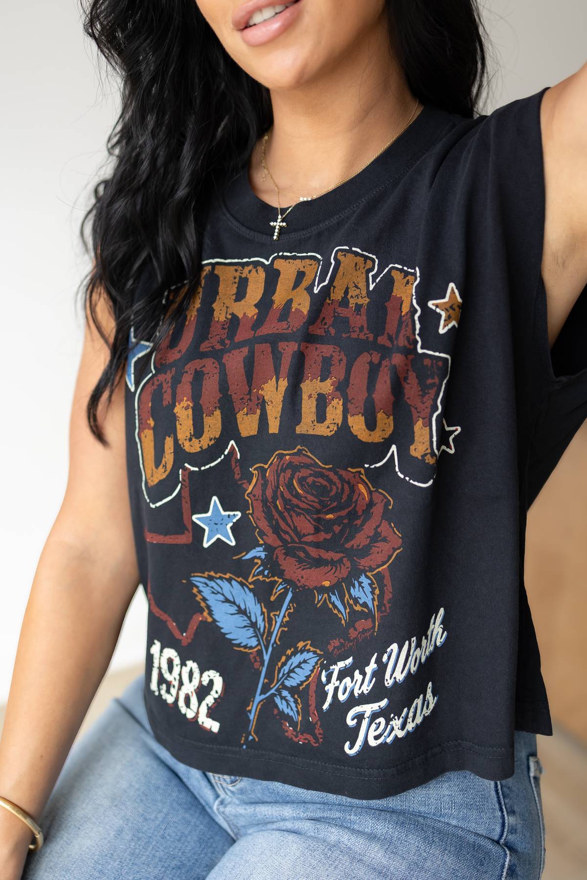 Urban Fort Worth Cowboy 1982 boxy Muscle crop top